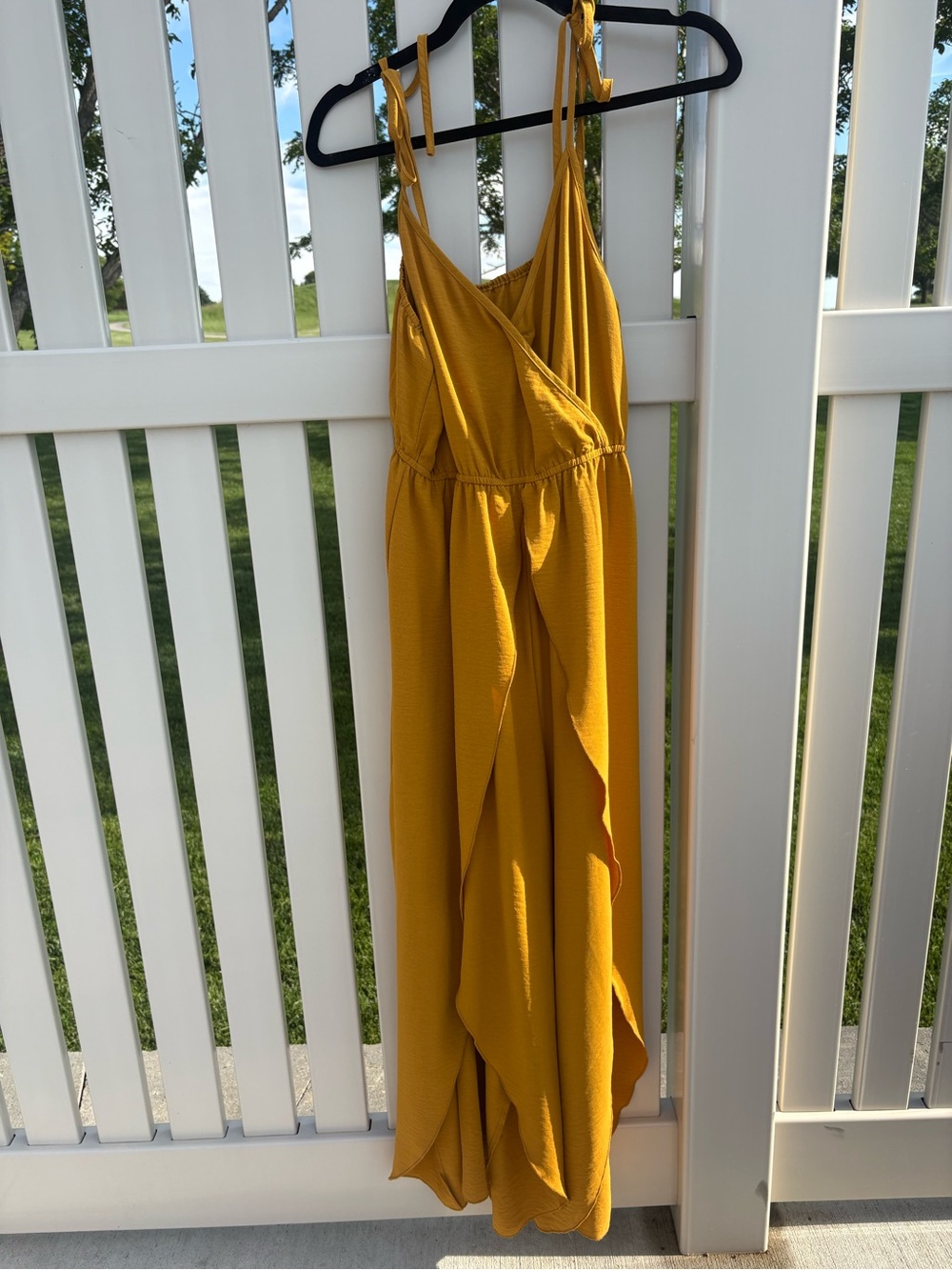 SHEIN Mustard Yellow Wrap Jumpsuit Romper